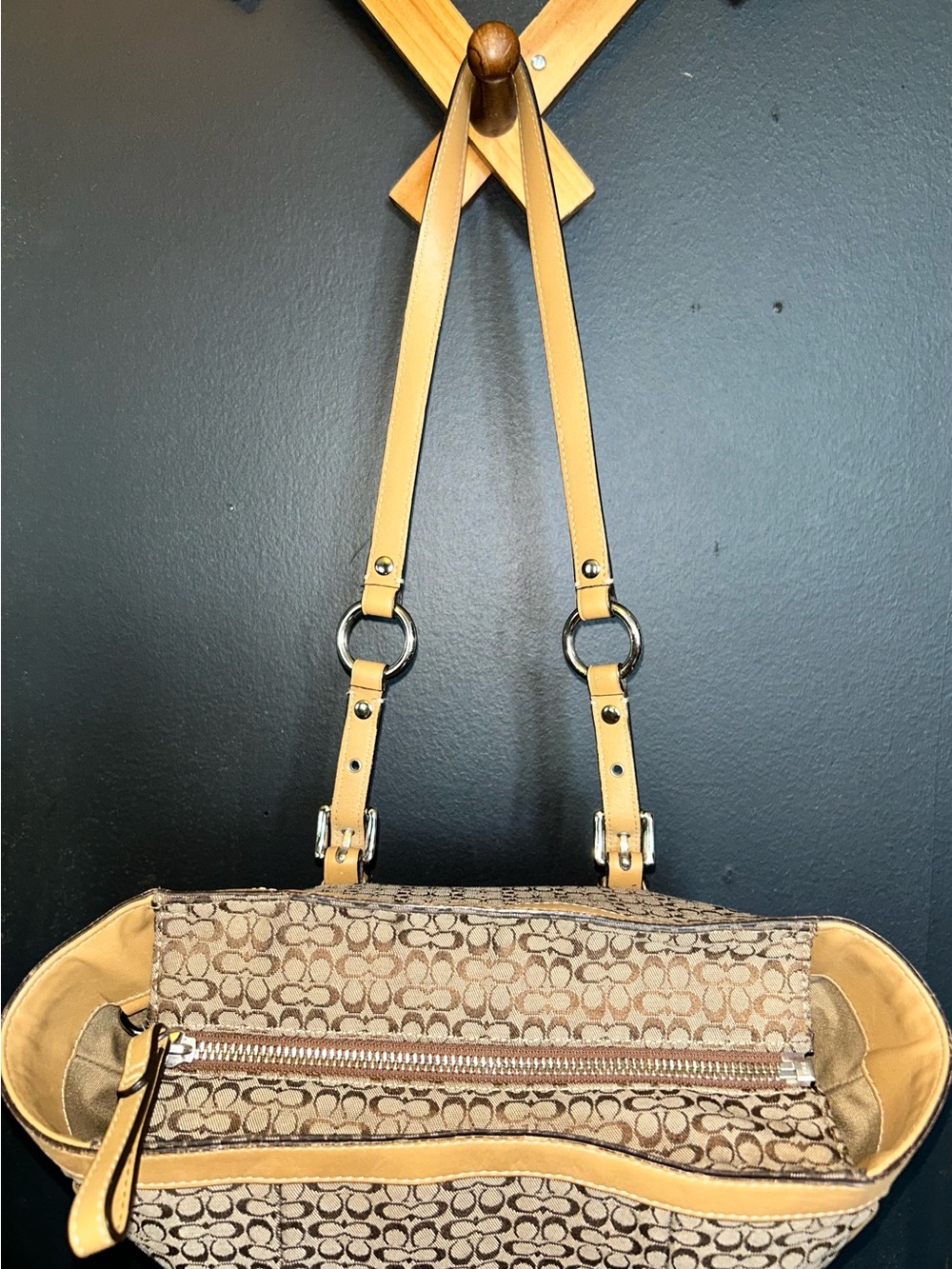 Coach Signature Jacquard Leather Gallery Shoulder Tote Bag Iconic Mini Kissing C - Picture 5 of 16